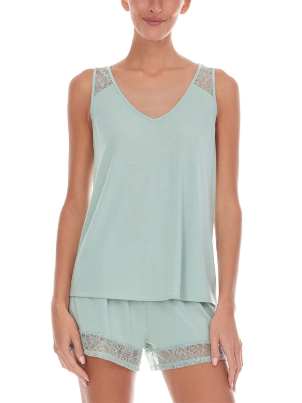 NWT M  Flora by Flora Nikrooz Frances Knit Cami Tap Pajama Set - Sage